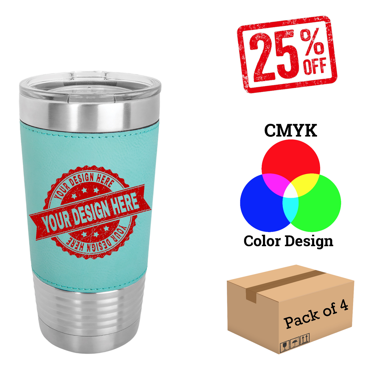 4 Pack Polar Camel 20 oz. Leatherette Tumbler