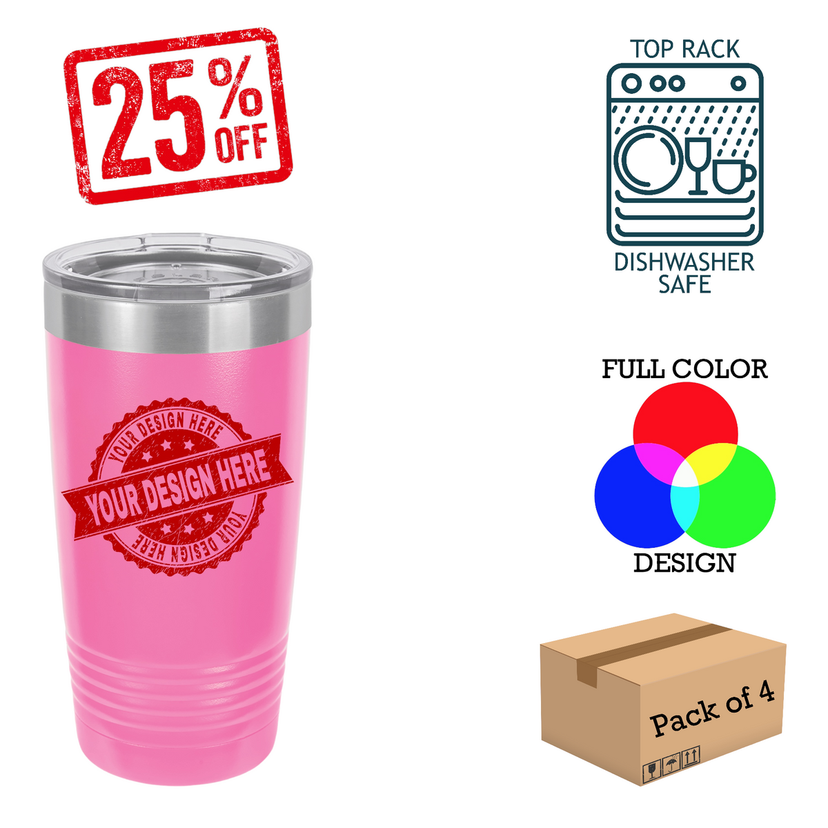 4 Pack Polar Camel 20 oz. Insulated Ringneck Tumbler