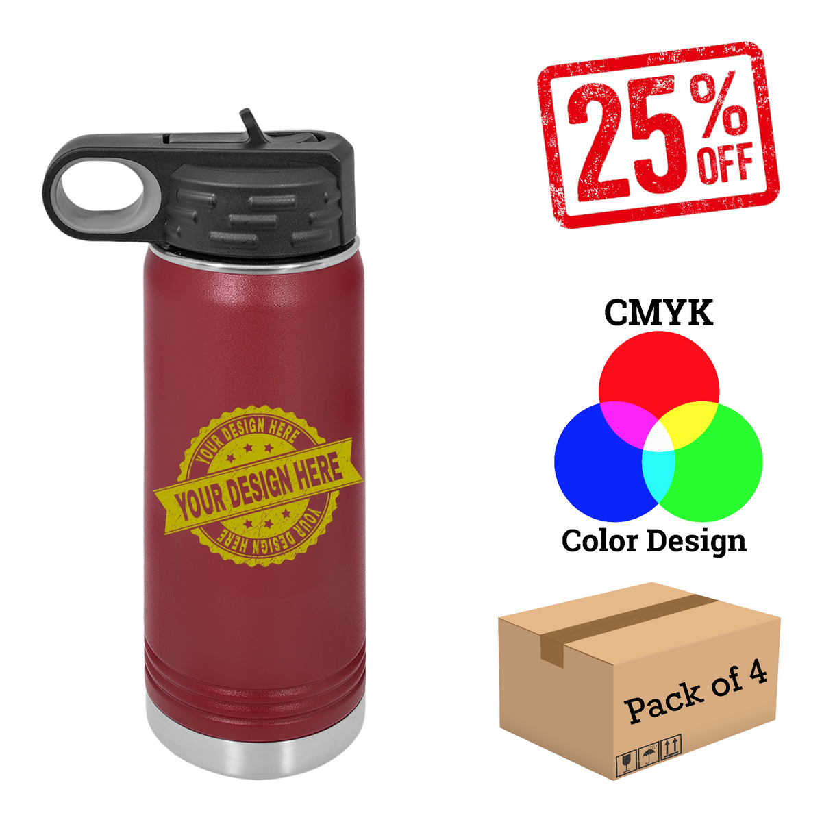 4 Pack Polar Camel 20 oz. Water Bottle