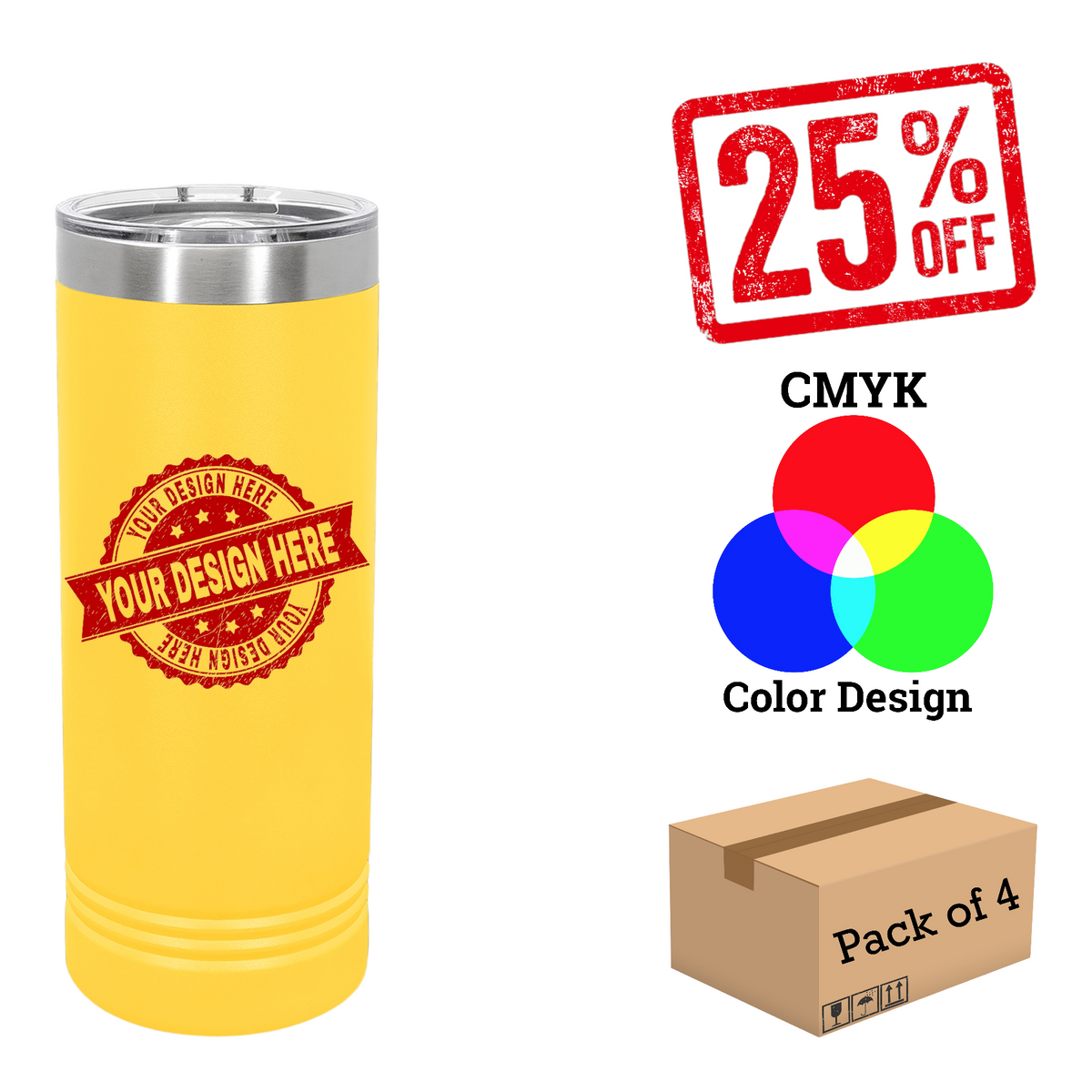 4 Pack Polar Camel 22 oz. Skinny Tumbler