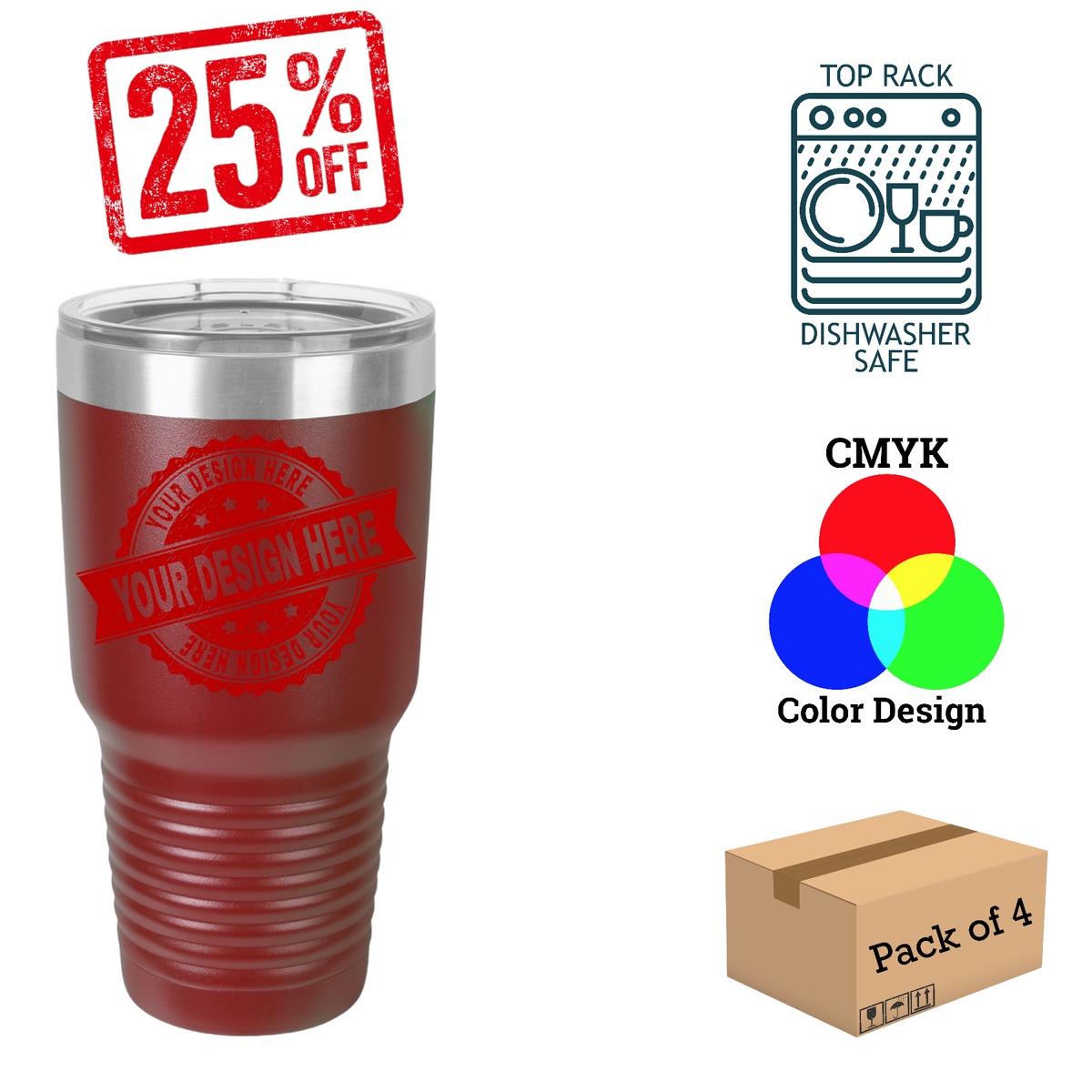 4 Pack Polar Camel 30 oz. Insulated Ringneck Tumbler