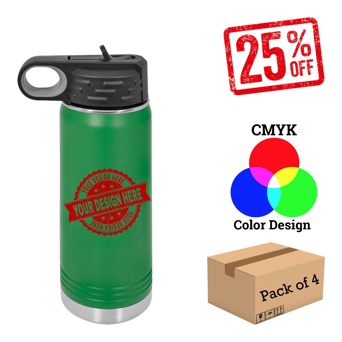 4 Pack Polar Camel 20 oz. Water Bottle