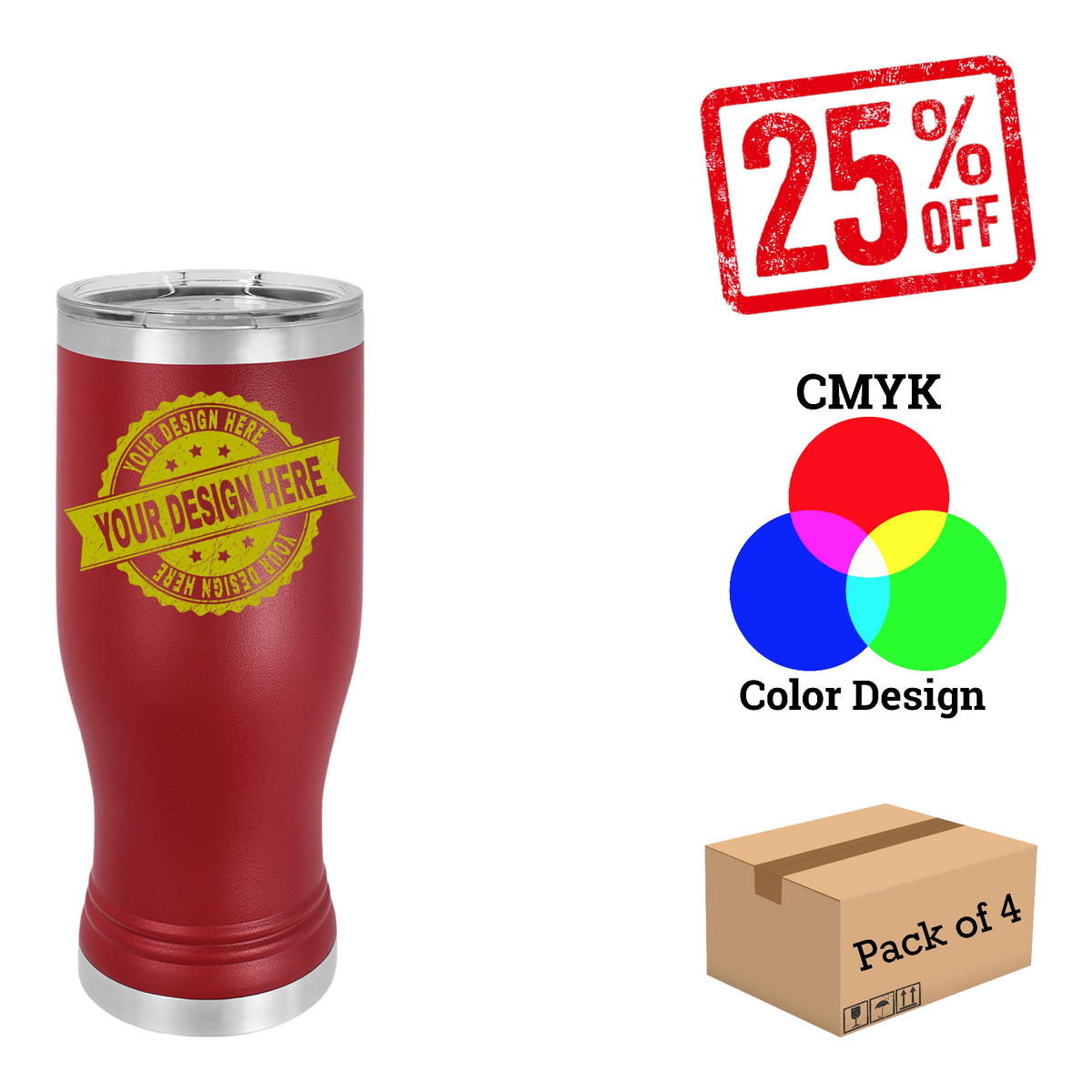 4 Pack Polar Camel Coral 20 oz.Pilsner