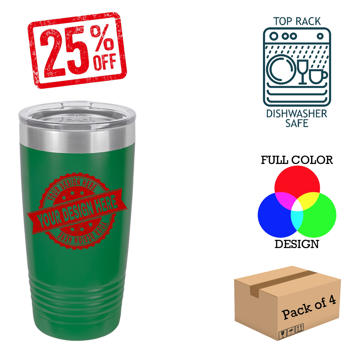 4 Pack Polar Camel 20 oz. Insulated Ringneck Tumbler
