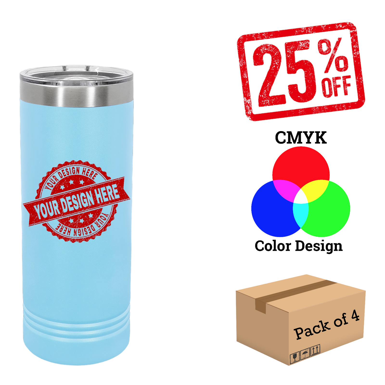 4 Pack Polar Camel 22 oz. Skinny Tumbler