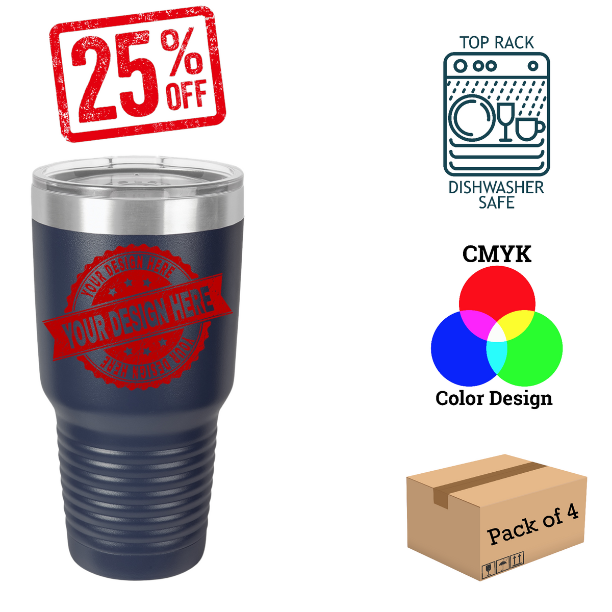 4 Pack Polar Camel 30 oz. Insulated Ringneck Tumbler