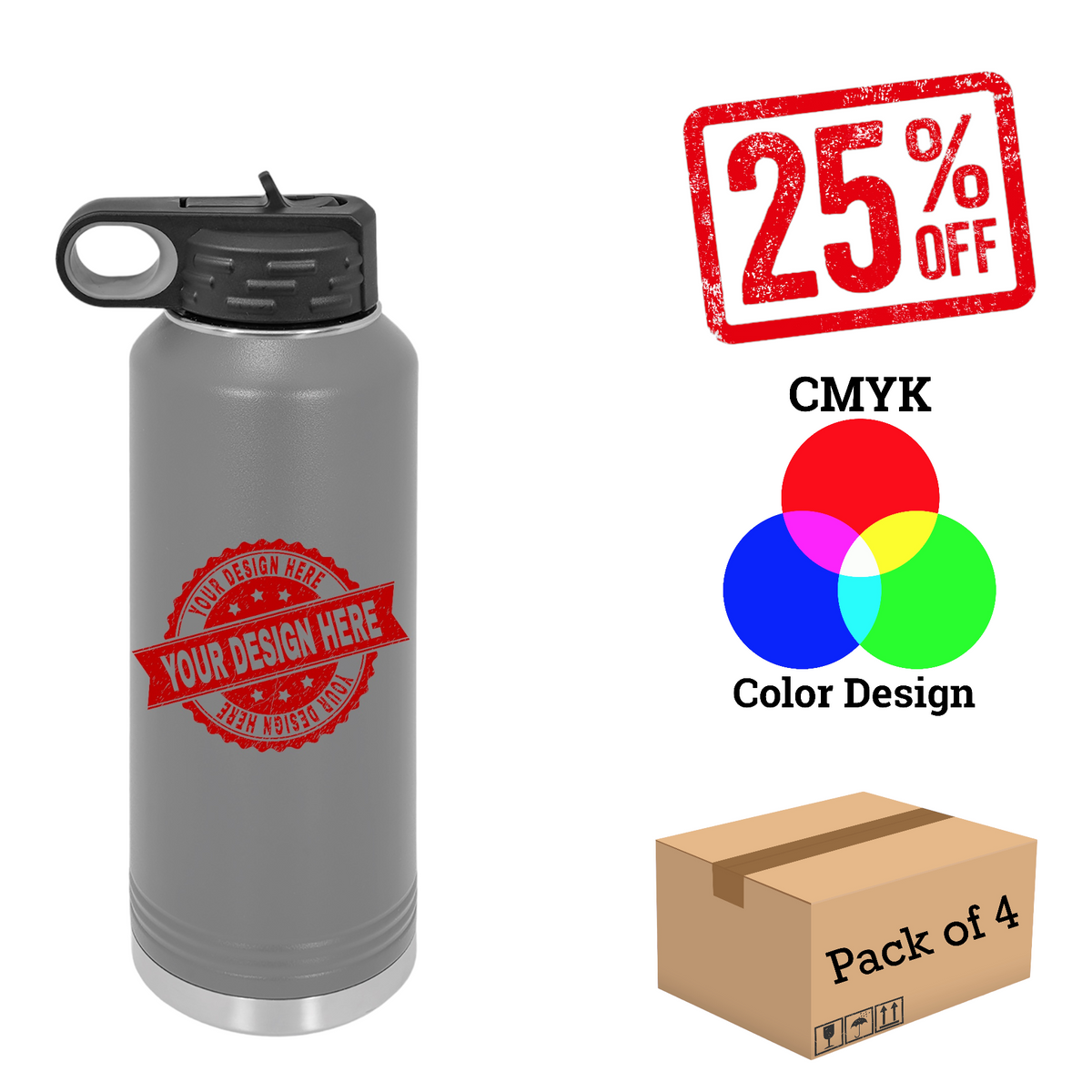 4 Pack Polar Camel 40oz. Water Bottle