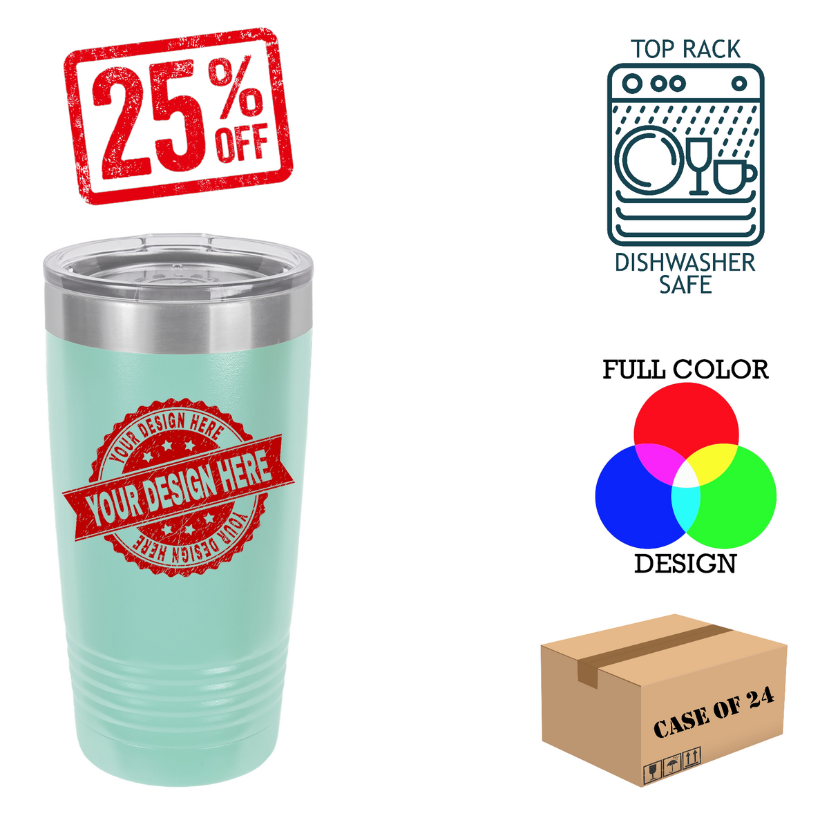 Polar Camel 20 oz. Insulated Ringneck Tumbler Case of 24