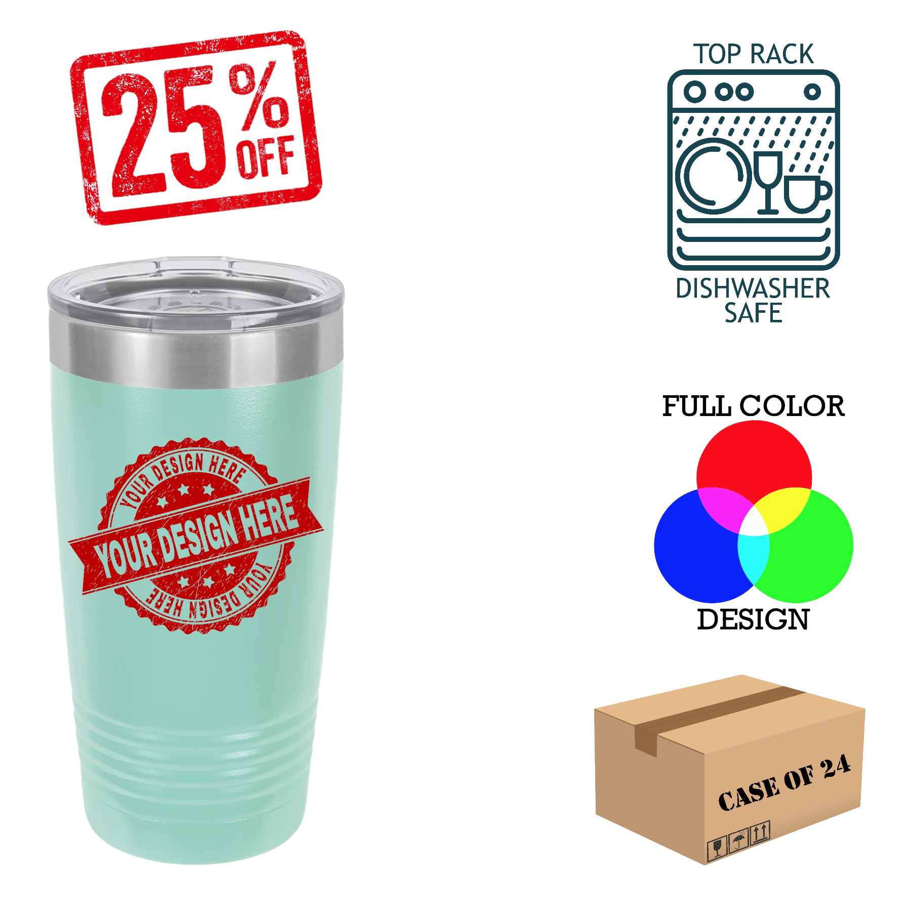 Polar Camel 20 oz. Insulated Ringneck Tumbler Case of 24