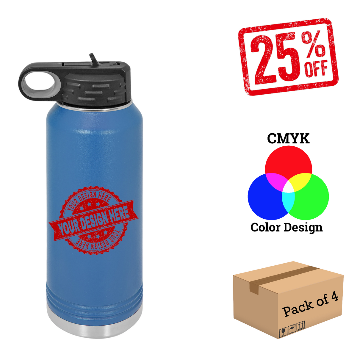 4 Pack Polar Camel 32oz. Water Bottle