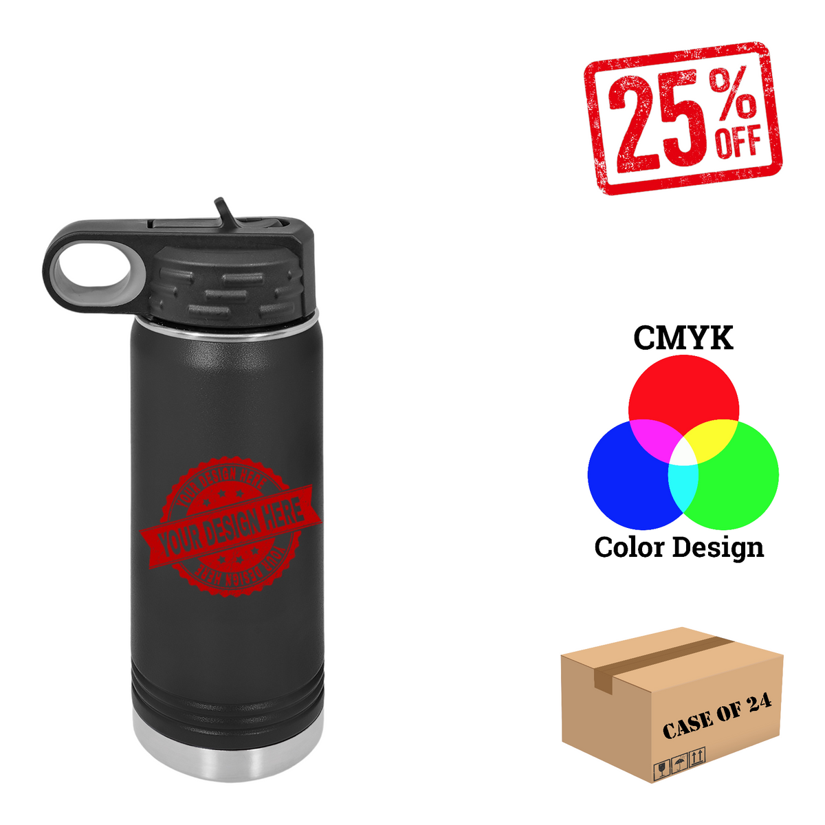 Polar Camel 20 oz. Water Bottle Case of 24