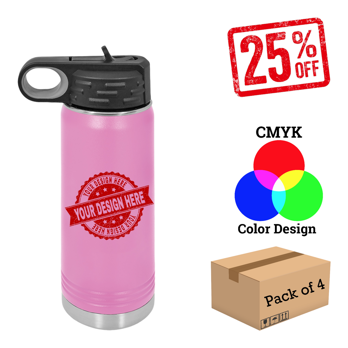 4 Pack Polar Camel 20 oz. Water Bottle