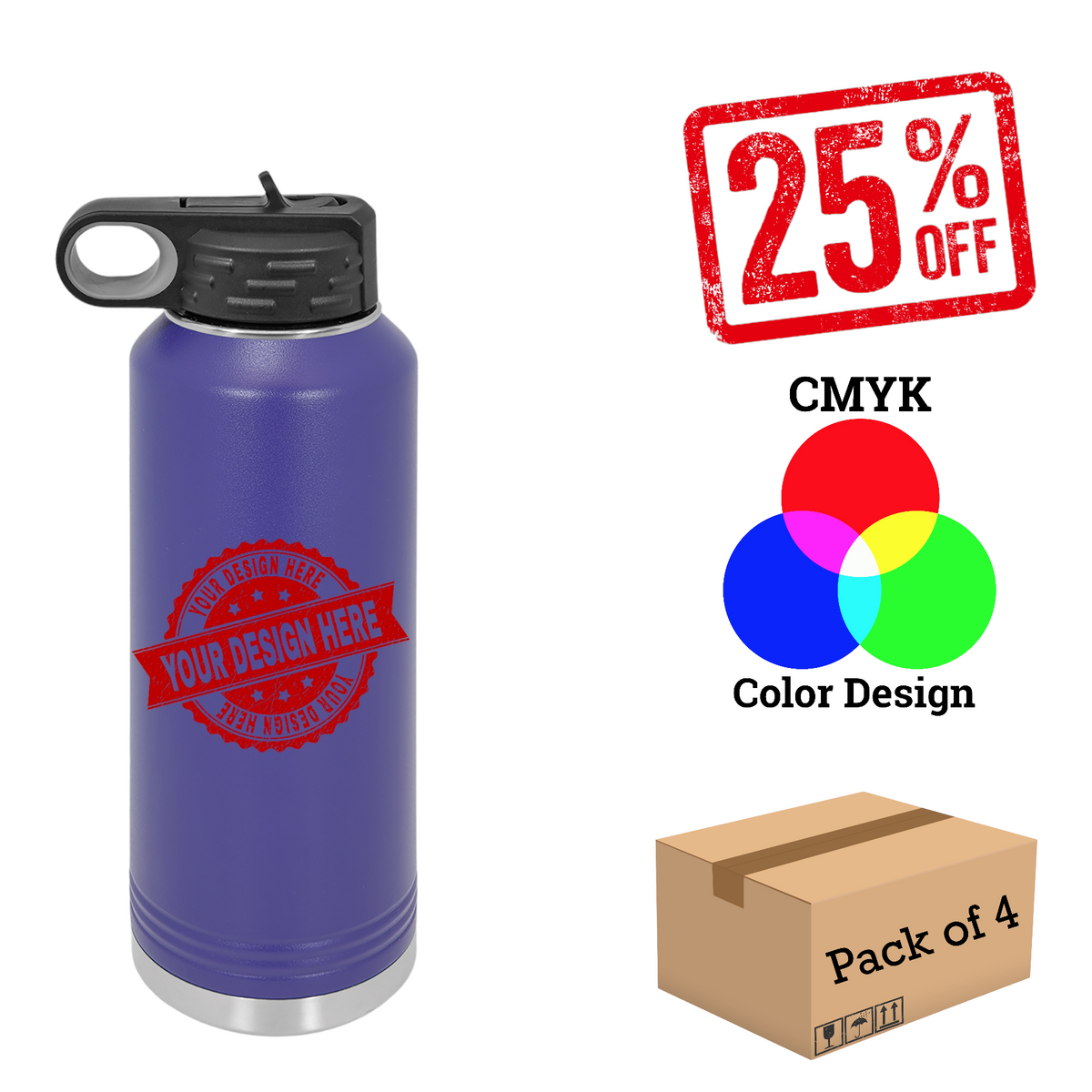 4 Pack Polar Camel 40oz. Water Bottle