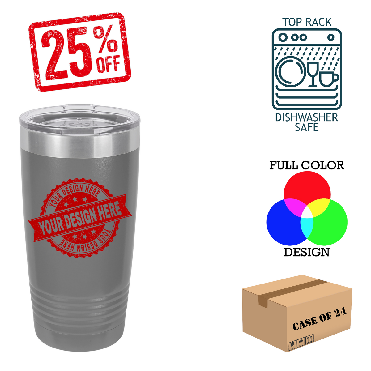 Polar Camel 20 oz. Insulated Ringneck Tumbler Case of 24