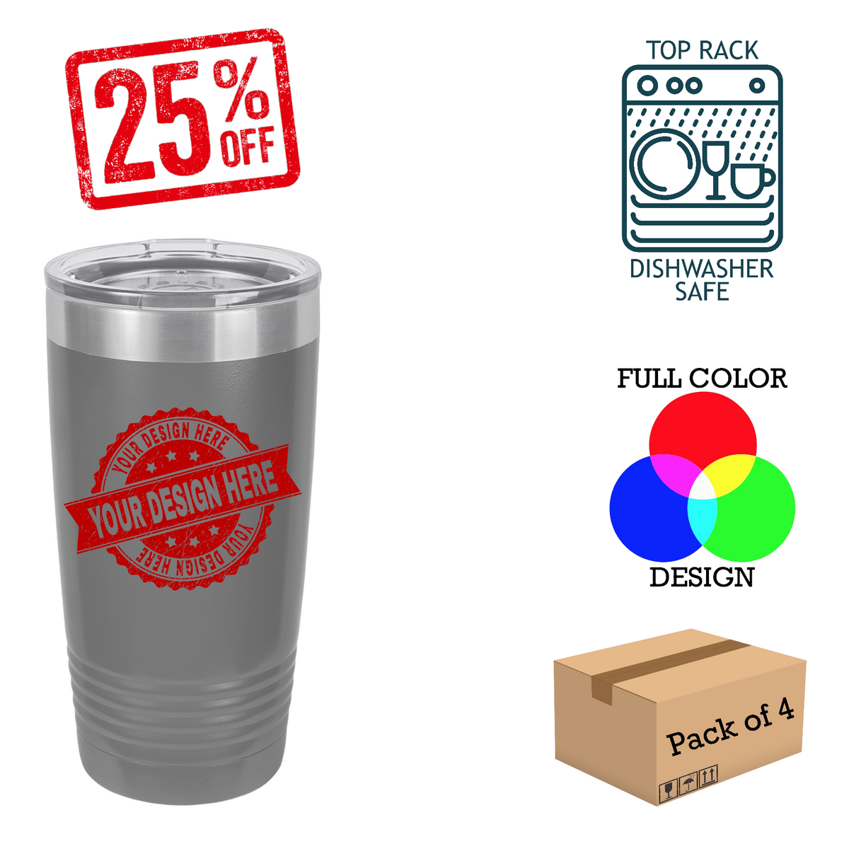 4 Pack Polar Camel 20 oz. Insulated Ringneck Tumbler