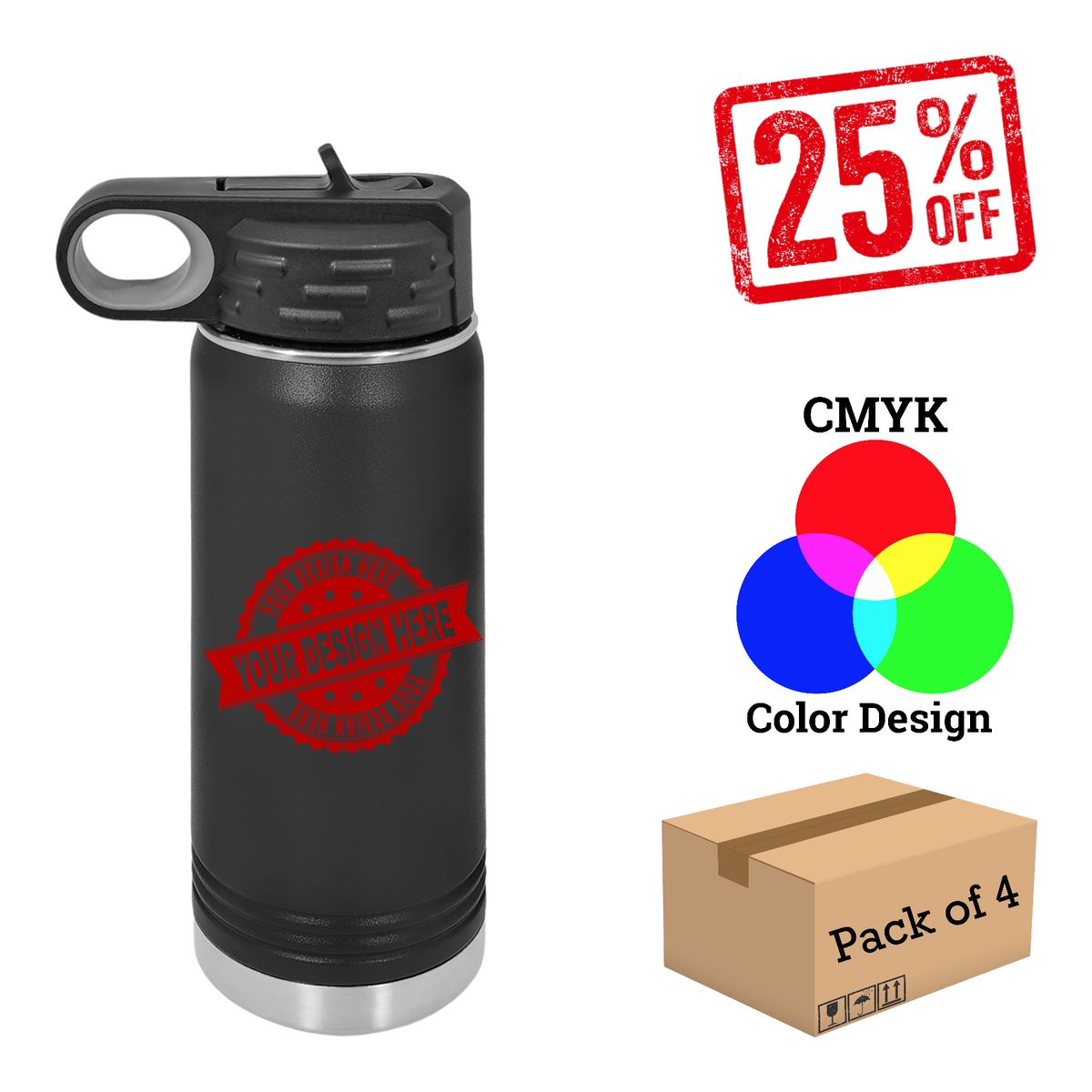 4 Pack Polar Camel 20 oz. Water Bottle