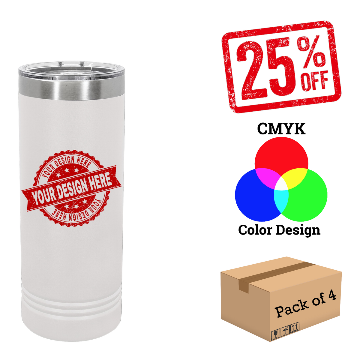 4 Pack Polar Camel 22 oz. Skinny Tumbler