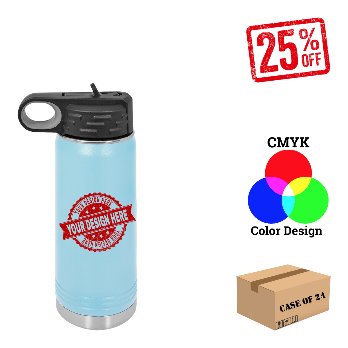 Polar Camel 20 oz. Water Bottle Case of 24