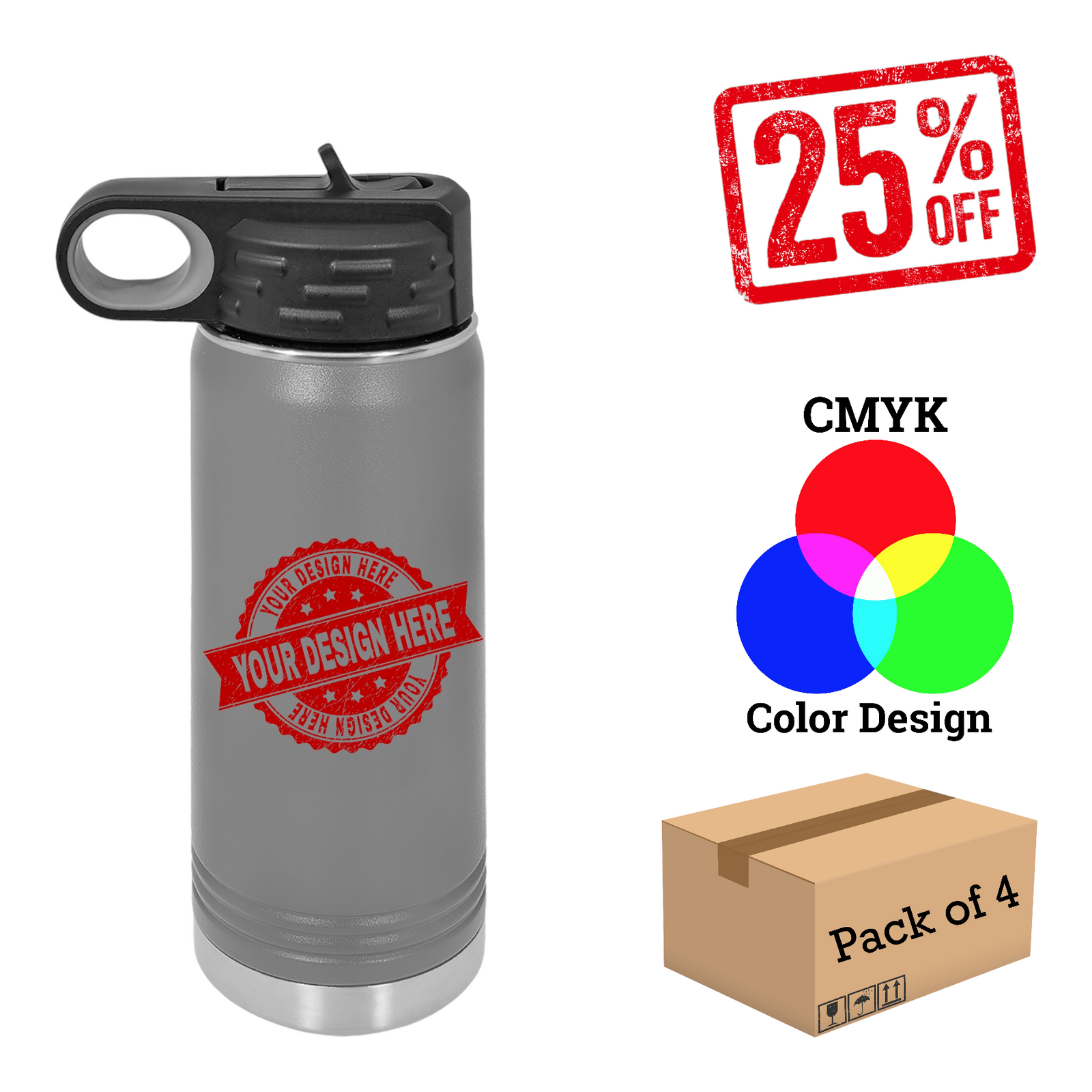 4 Pack Polar Camel 20 oz. Water Bottle
