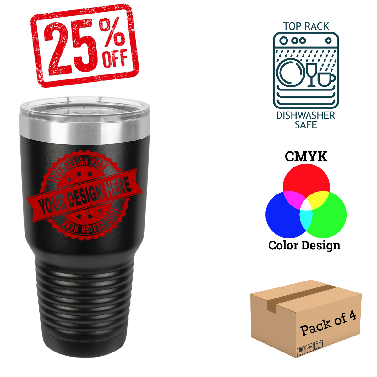 4 Pack Polar Camel 30 oz. Insulated Ringneck Tumbler