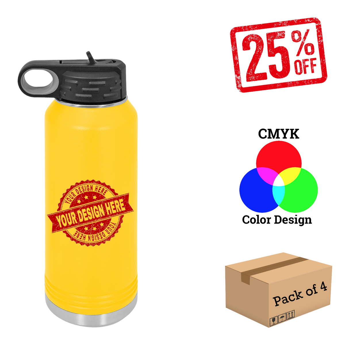 4 Pack Polar Camel 32oz. Water Bottle
