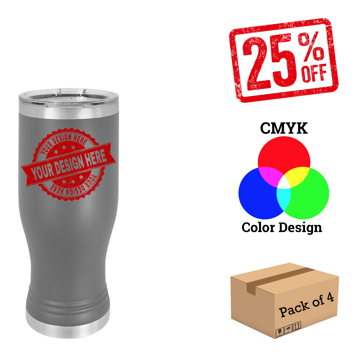 4 Pack Polar Camel Coral 20 oz.Pilsner