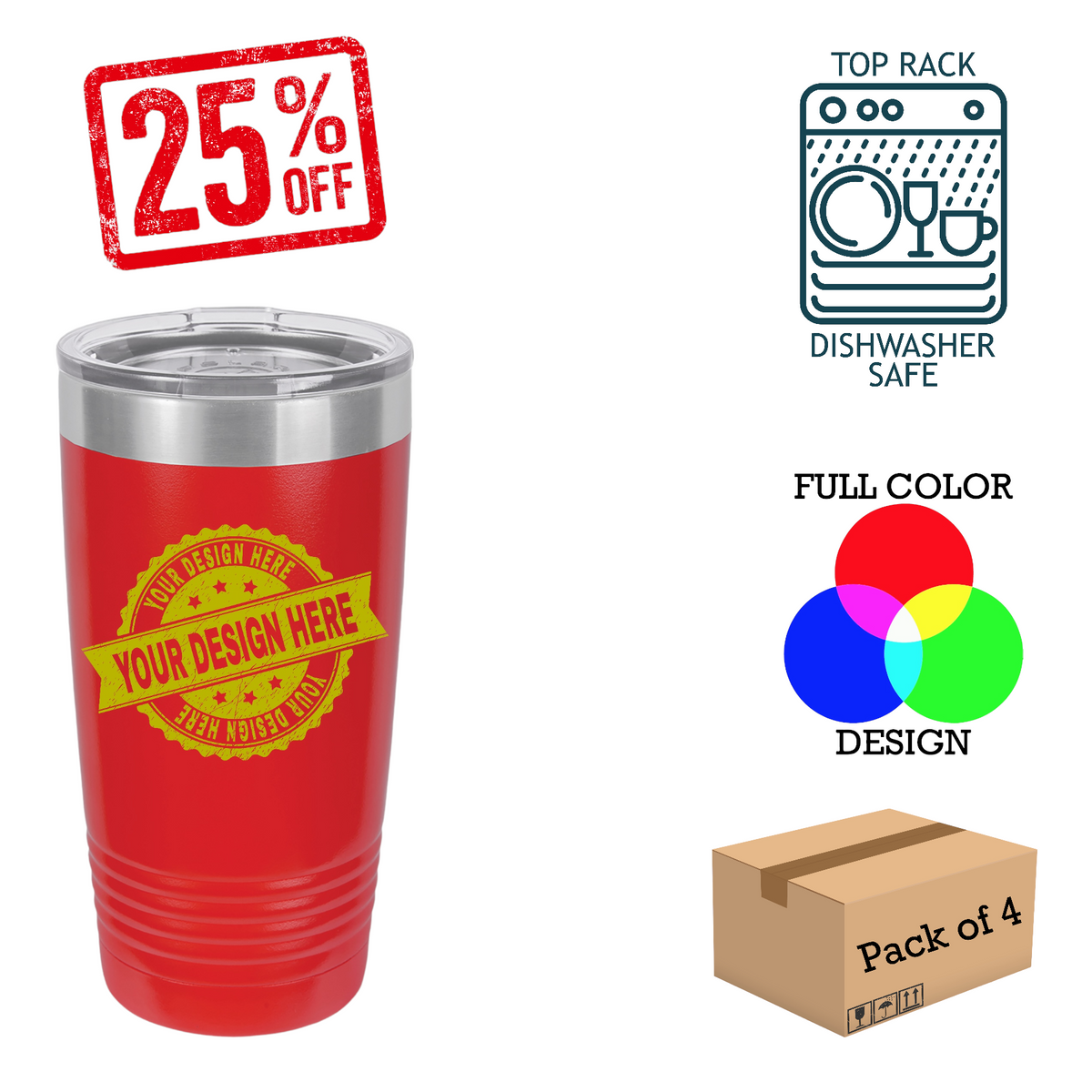 4 Pack Polar Camel 20 oz. Insulated Ringneck Tumbler