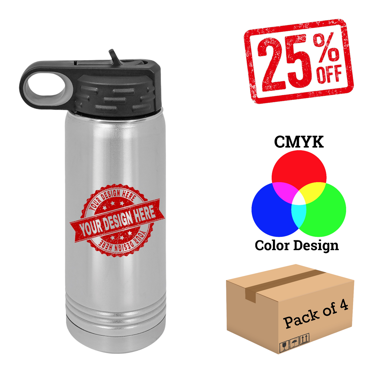 4 Pack Polar Camel 20 oz. Water Bottle