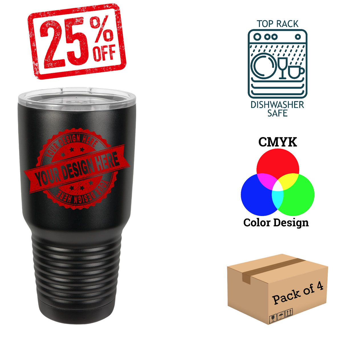 4 Pack Polar Camel 30 oz. Insulated Ringneck Tumbler
