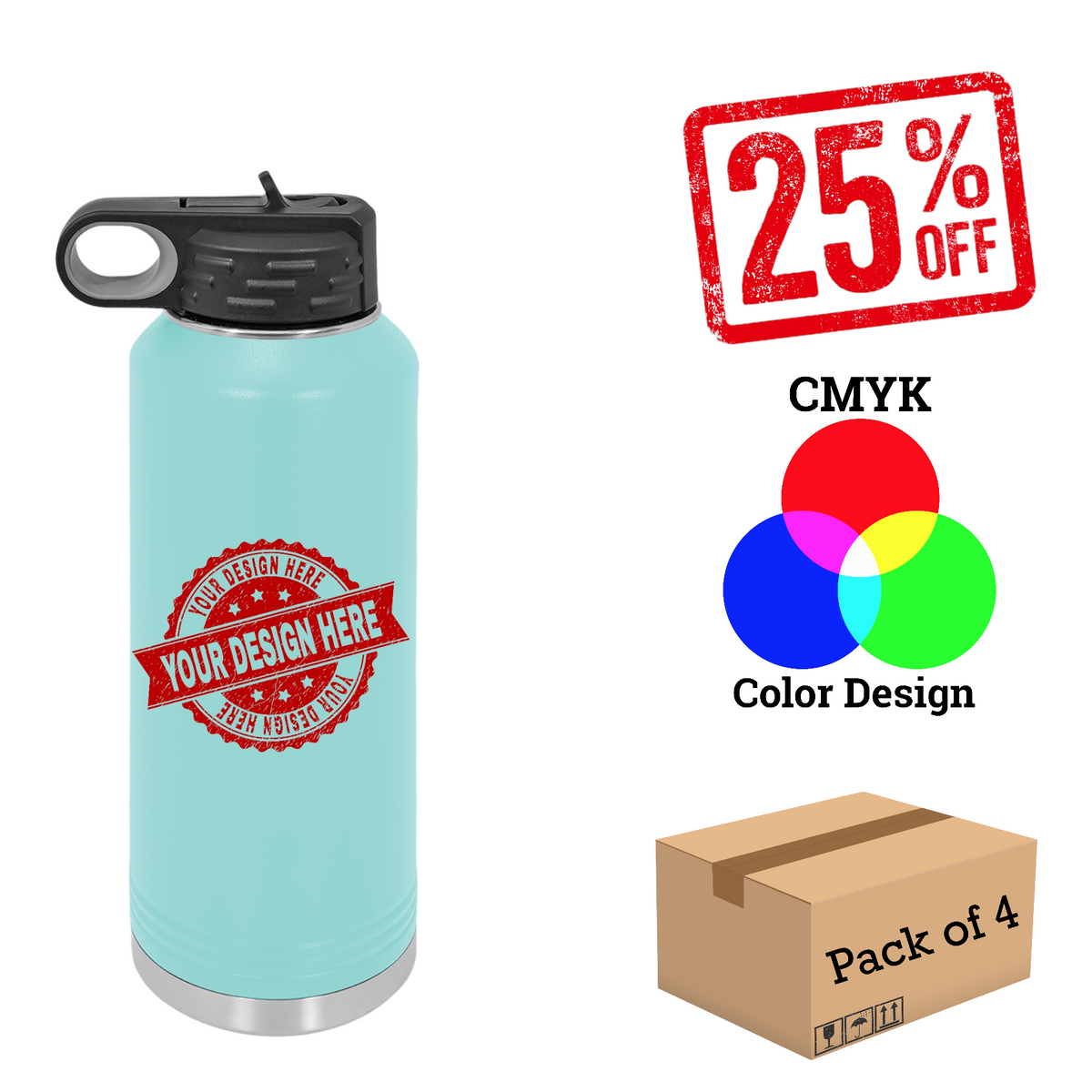 4 Pack Polar Camel 40oz. Water Bottle