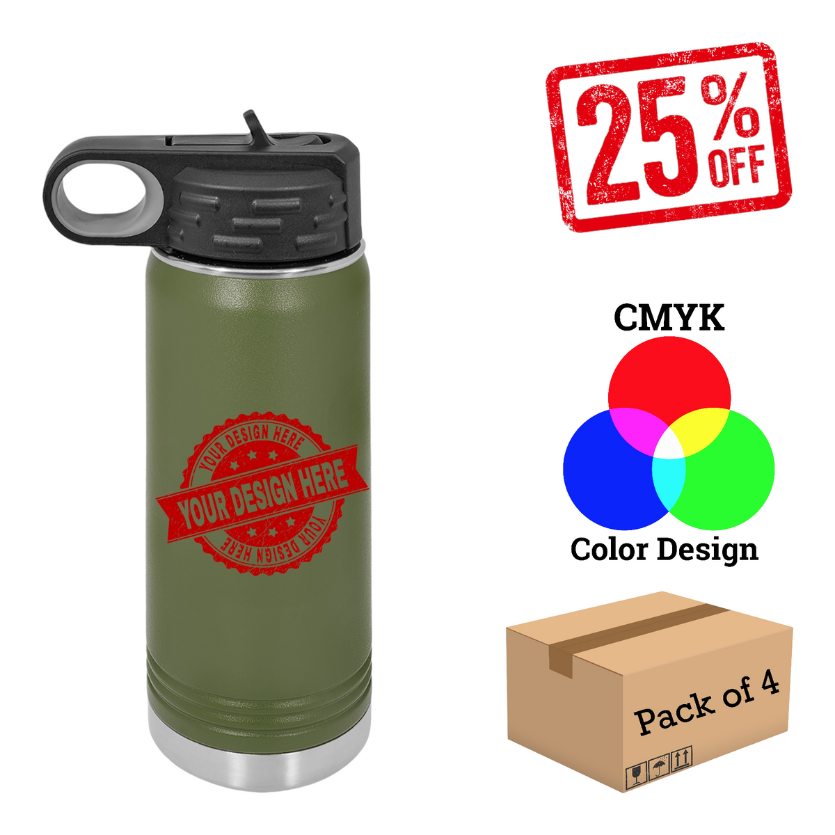 4 Pack Polar Camel 20 oz. Water Bottle