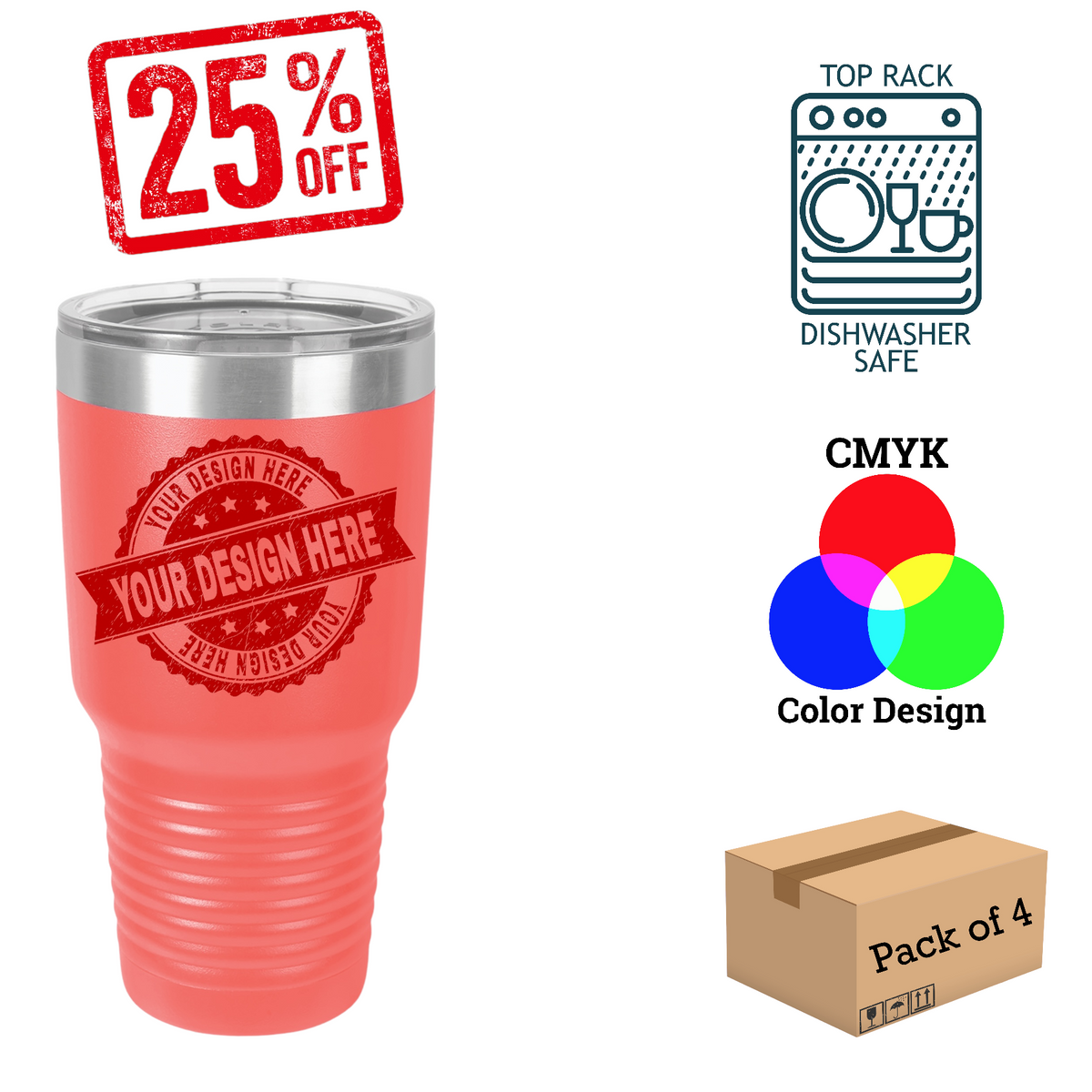 4 Pack Polar Camel 30 oz. Insulated Ringneck Tumbler