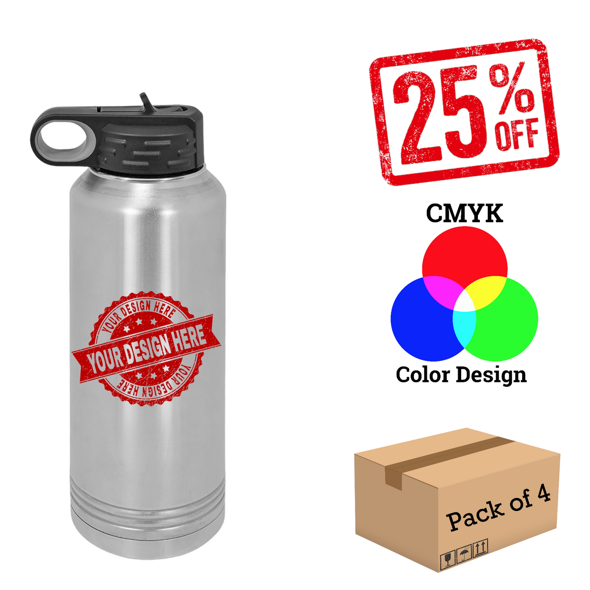 4 Pack Polar Camel 40oz. Water Bottle